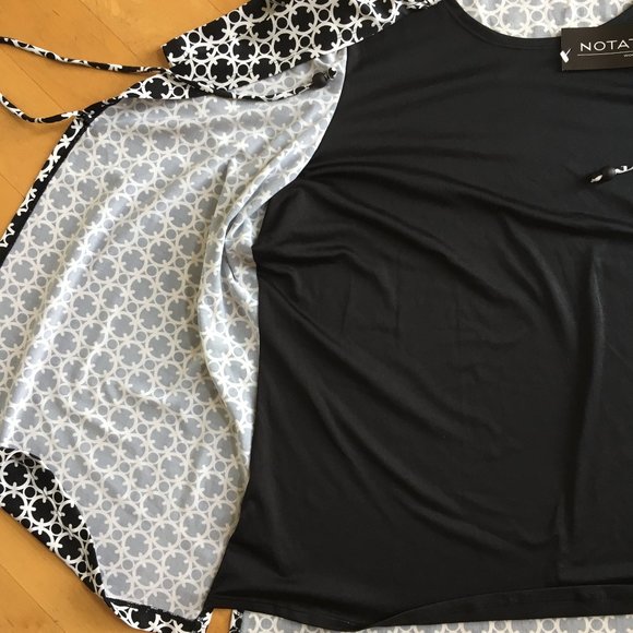 Notations Black and White Abstract Layered Top 3X - Picture 9 of 12